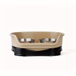 Supet - One-piece Double Stainless Steel Dog Bowl - Brown