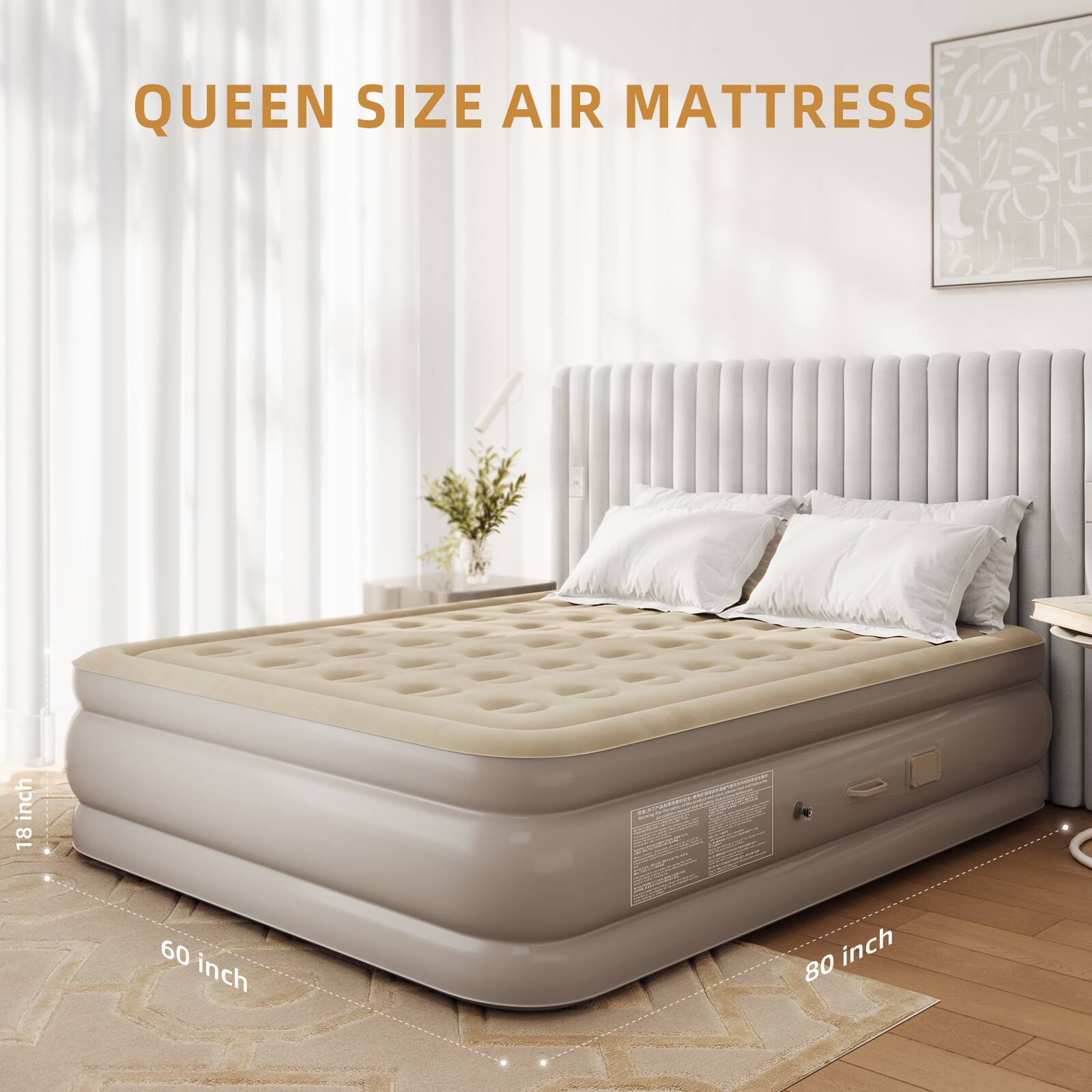 QUEEN SIZE AIR MATTRESS

18 inch  
60 inch  
80 inch