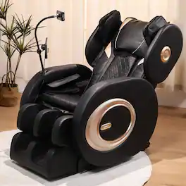 Ropilly - pu leather massage chair with zero gravity and full body airbags - Black