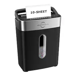 Bonsen - Heavy Duty Paper Shredder - 10-Sheet Cross-Cut Shredder with Handle for Home and Office - 4 Gallons Bin - P-4 Security - Black
