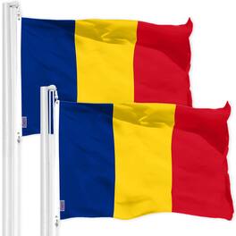 G128 - 2-Pack Romania Flag 3x5 ft, 150D Polyester with Brass Grommets - Assorted Colors
