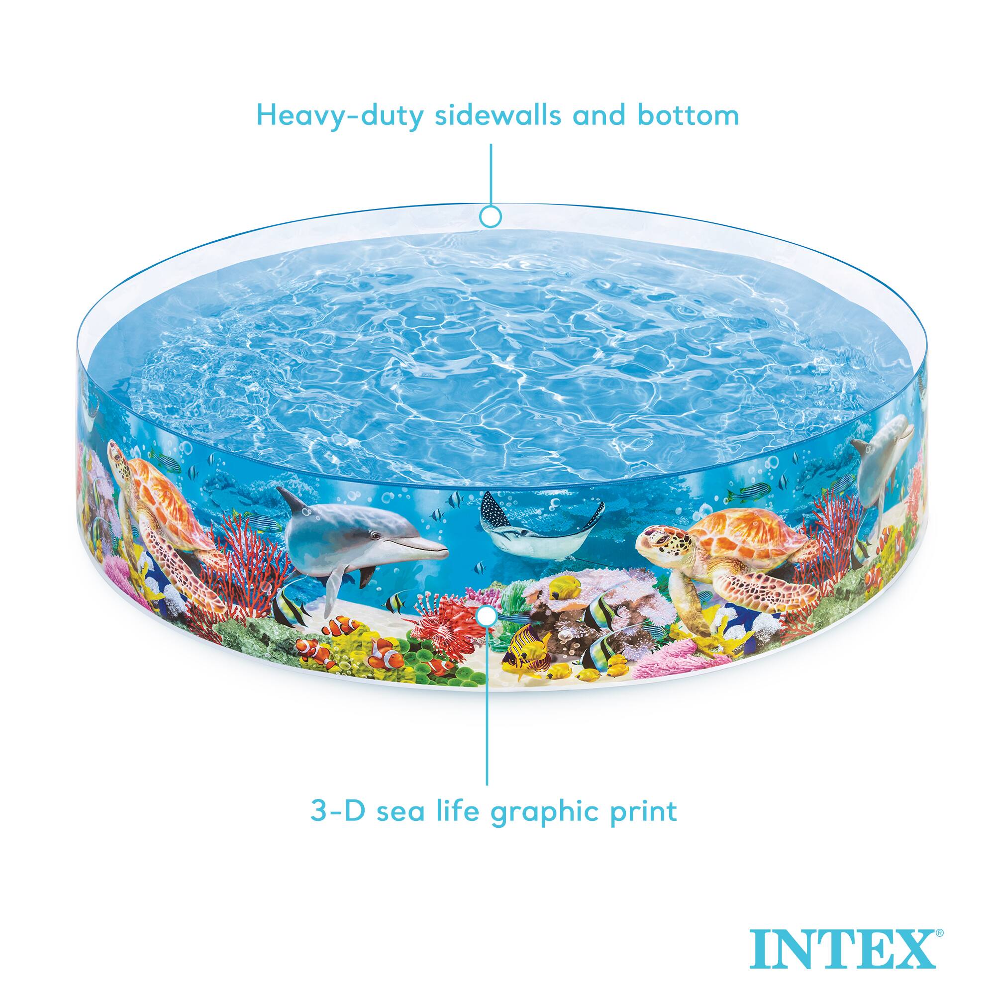 Heavy-duty sidewalls and bottom  
3-D sea life graphic print  
INTEX