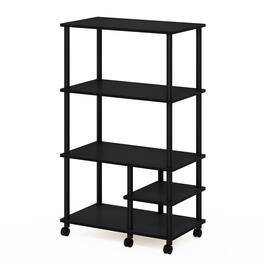 Furinno - Turn-N-Tube 4-Tier Toolless Kitchen Storage Shelf Cart - Americano/Black