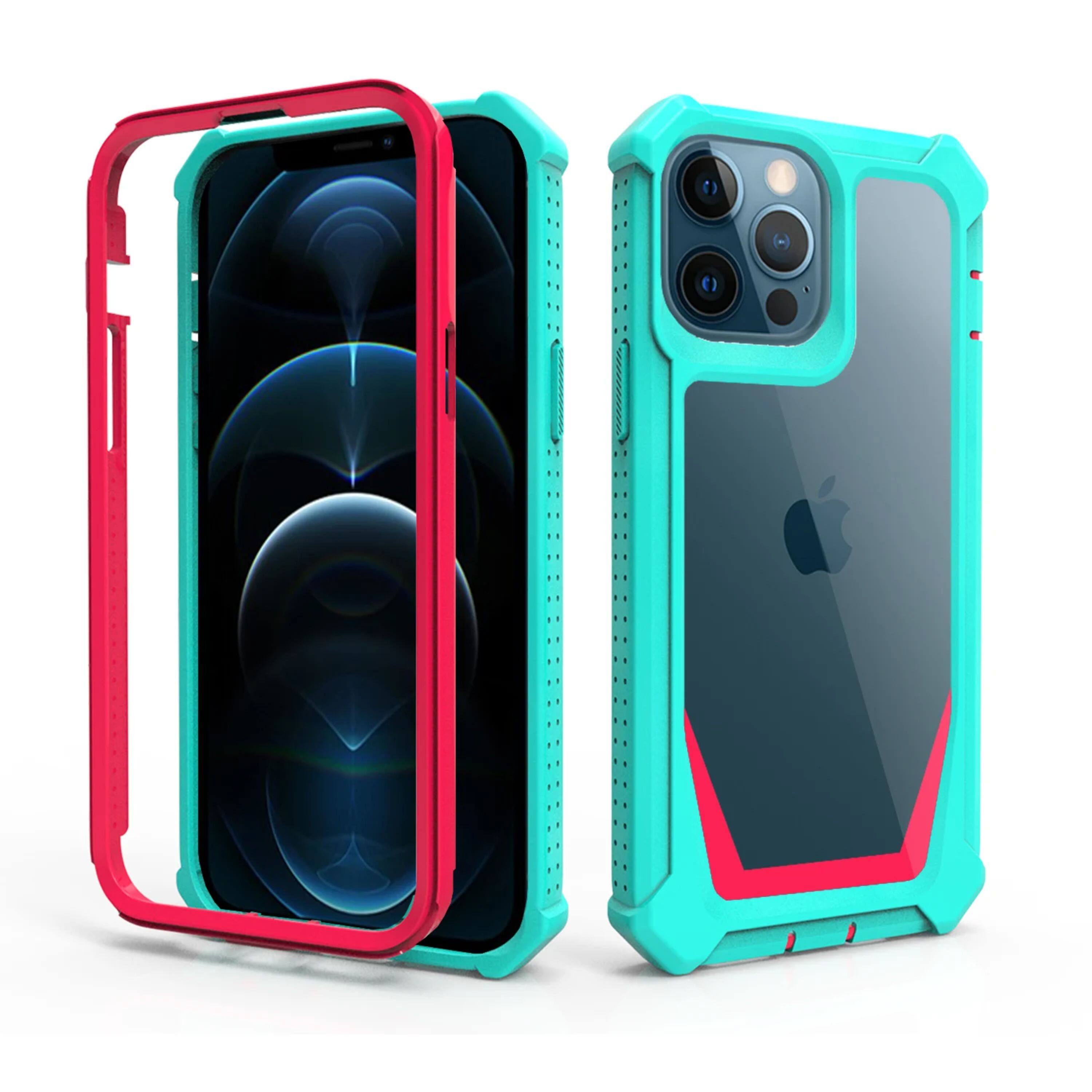 Angle. Kitcheniva - Shockproof Two Toned Rugged Phone Case For iPhone 14 Pro - Multicolor.