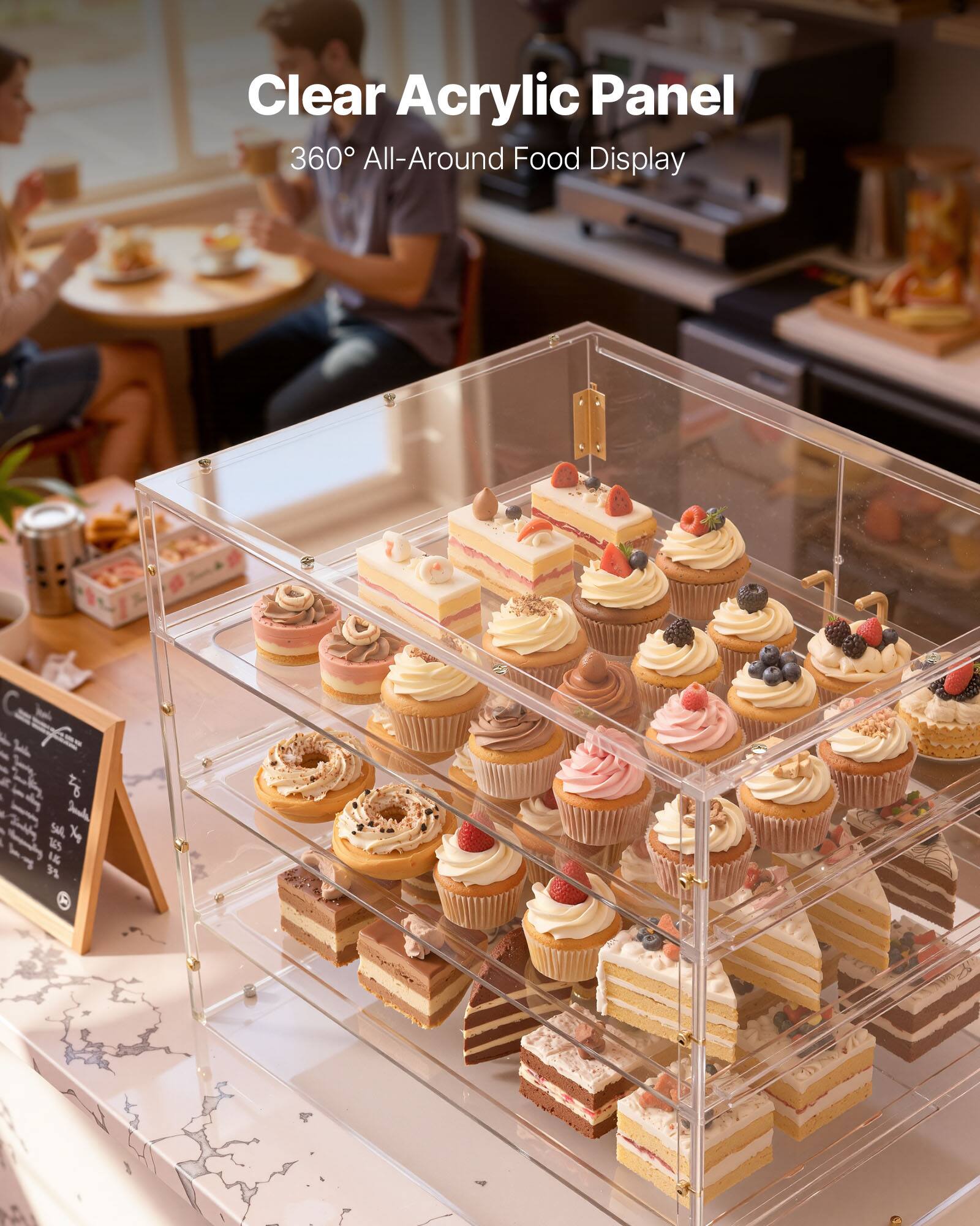 Clear Acrylic Panel  
360° All-Around Food Display
