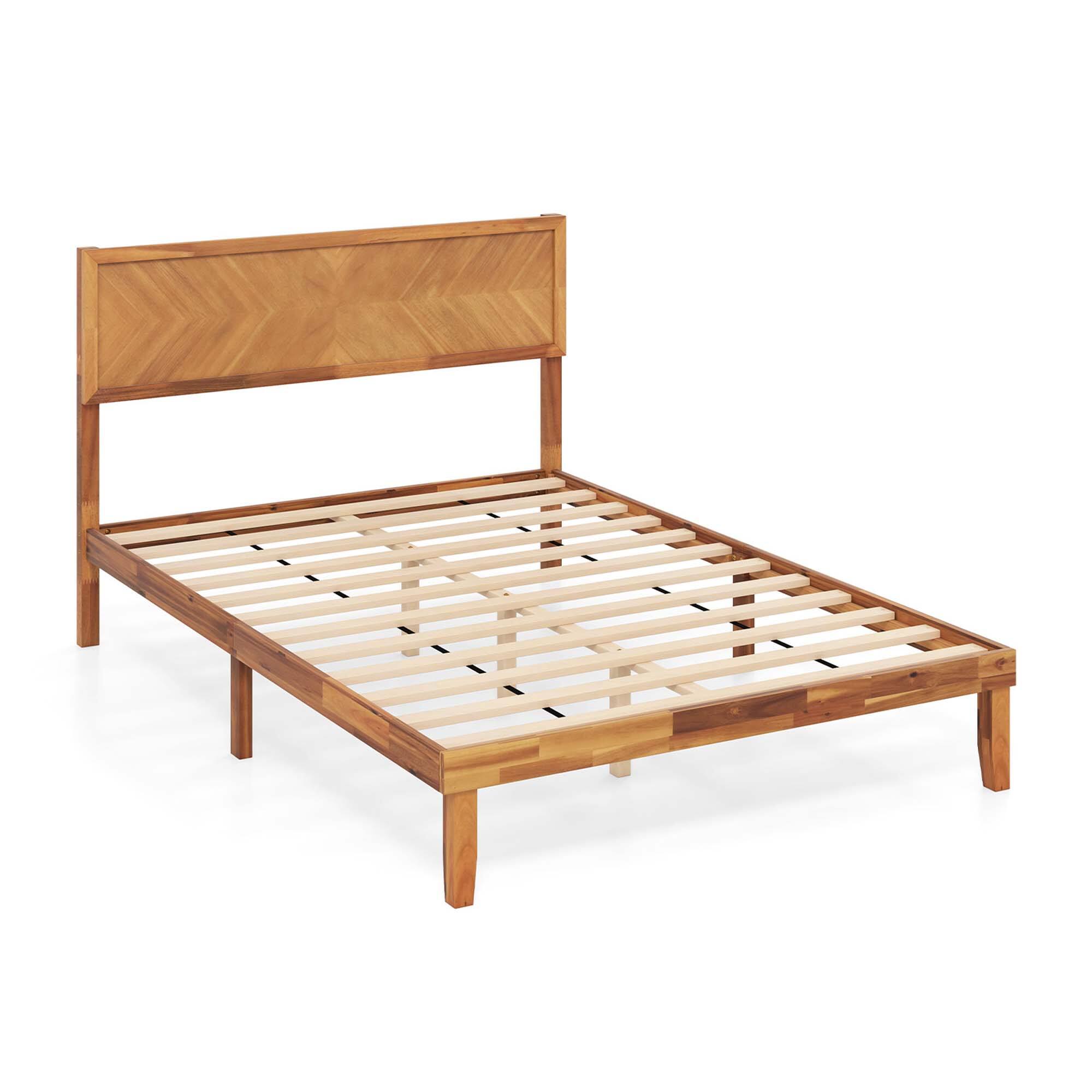 Alt View 9. Gymax - Gymax Full Size Bed Frame w/Headboard Wooden Slats Support 9'' Under-bed Storage Space - Rustic Golden Brown.
