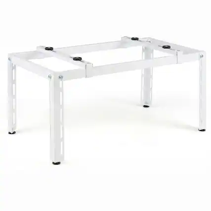 Front. Costway - Costway Mini Split Ground Stand with Adjustable Height, Width & Length, Outdoor AC Base - White.