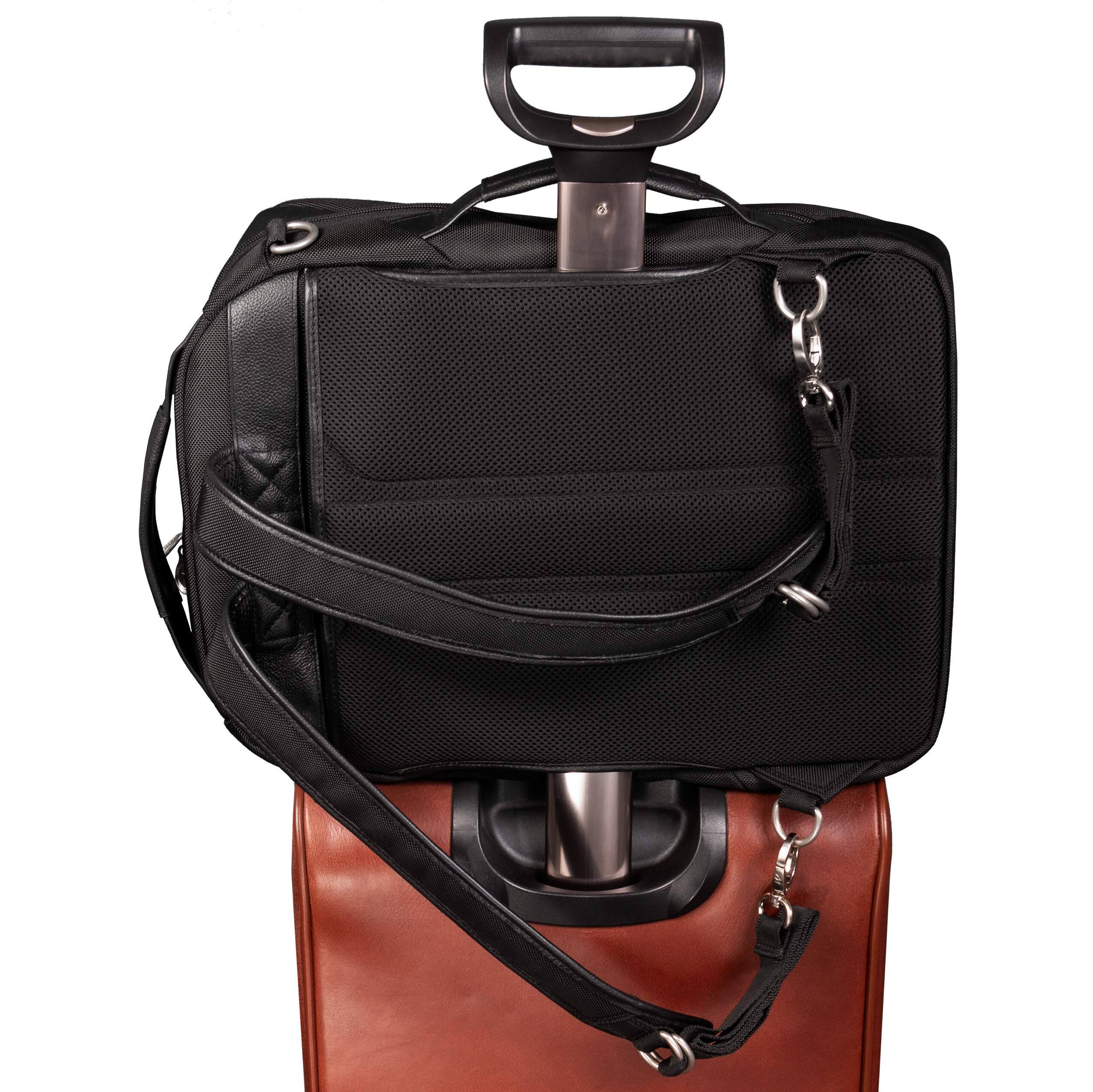 Alt View 6. McKleinUSA - 17" Laptop Backpack Messenger 2-in-1 Convertible Ballistic Nylon Leather-Trim Padded Sleeve Travel - Black.