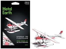 Model Kit Cessna 182 Floatplane (Moderate Difficulty) Steel Model by Metal Earth - White and Red