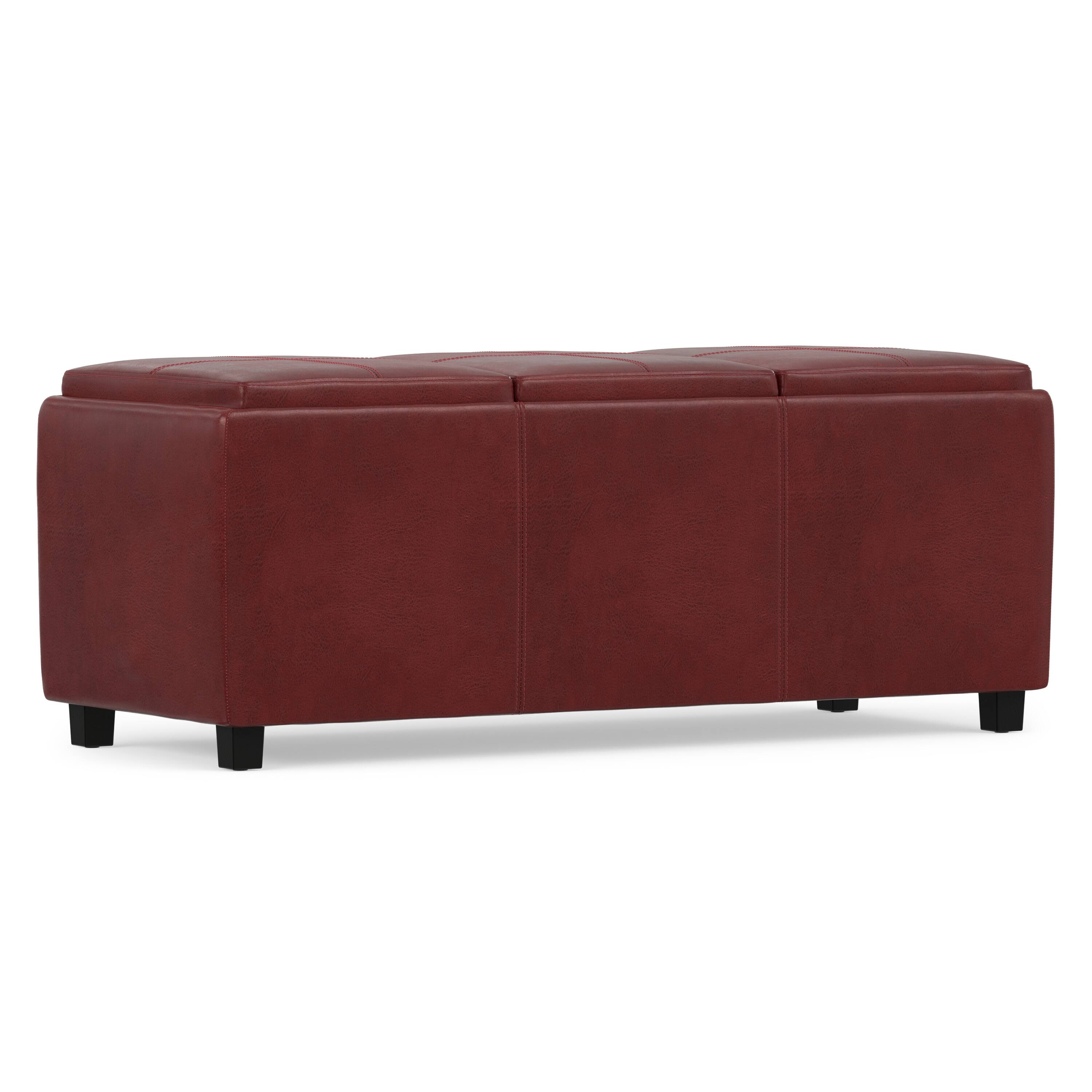Alt View 4. Simpli Home - Avalon 42 inch Wide Storage Ottoman in Red Vegan Leather - Red.