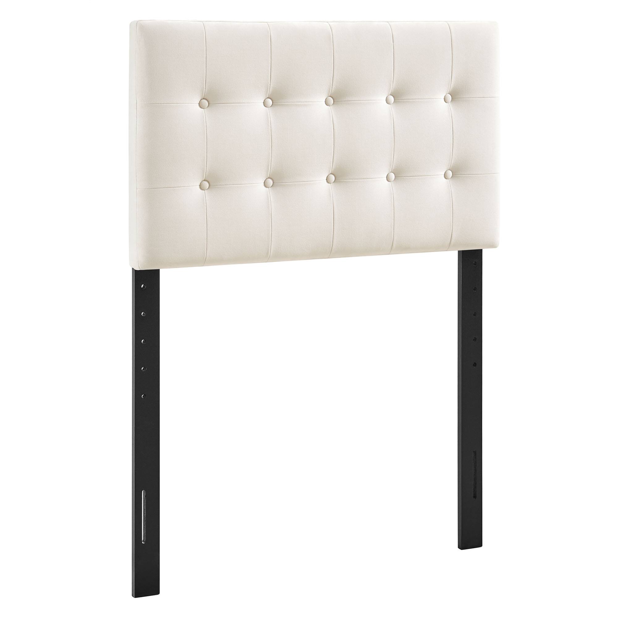 Angle. Modway - Emily Stain-Resistant Performance Velvet Twin Size Headboard - Alabaster.