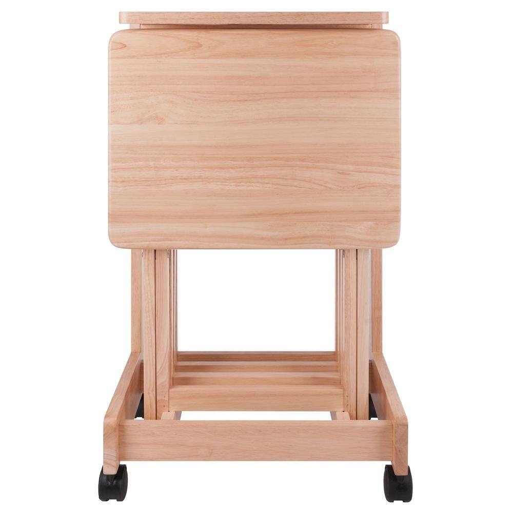 Back. FurniFact - Natural color Solid Wood TV Trays – Folding Snack Tables for Eating and Serving - Natural.