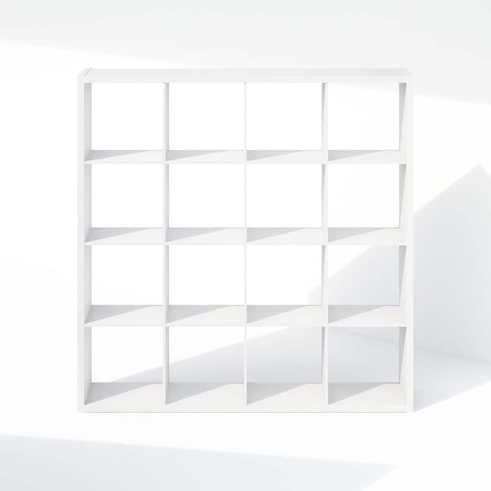 FurniFact - Engineered Wood 16 Cube Storage Organizer with Open Back Shelves - White