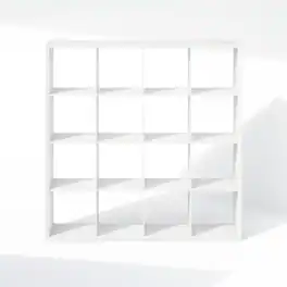 FurniFact - Engineered Wood 16 Cube Storage Organizer with Open Back Shelves - White