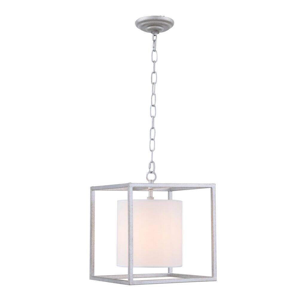 Alt View 2. Living District - Mirin 1 Light Vintage Silver And White Shade Pendant - Vintage Silver And White Shade.