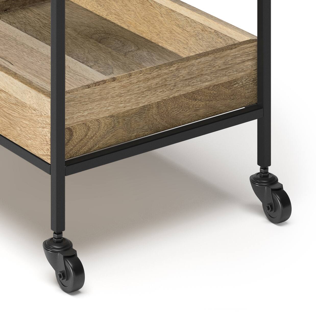 Alt View 6. Simpli Home - Simons SOLID MANGO WOOD Industrial Contemporary 24 inch Wide Bar Cart in Natural - Natural.