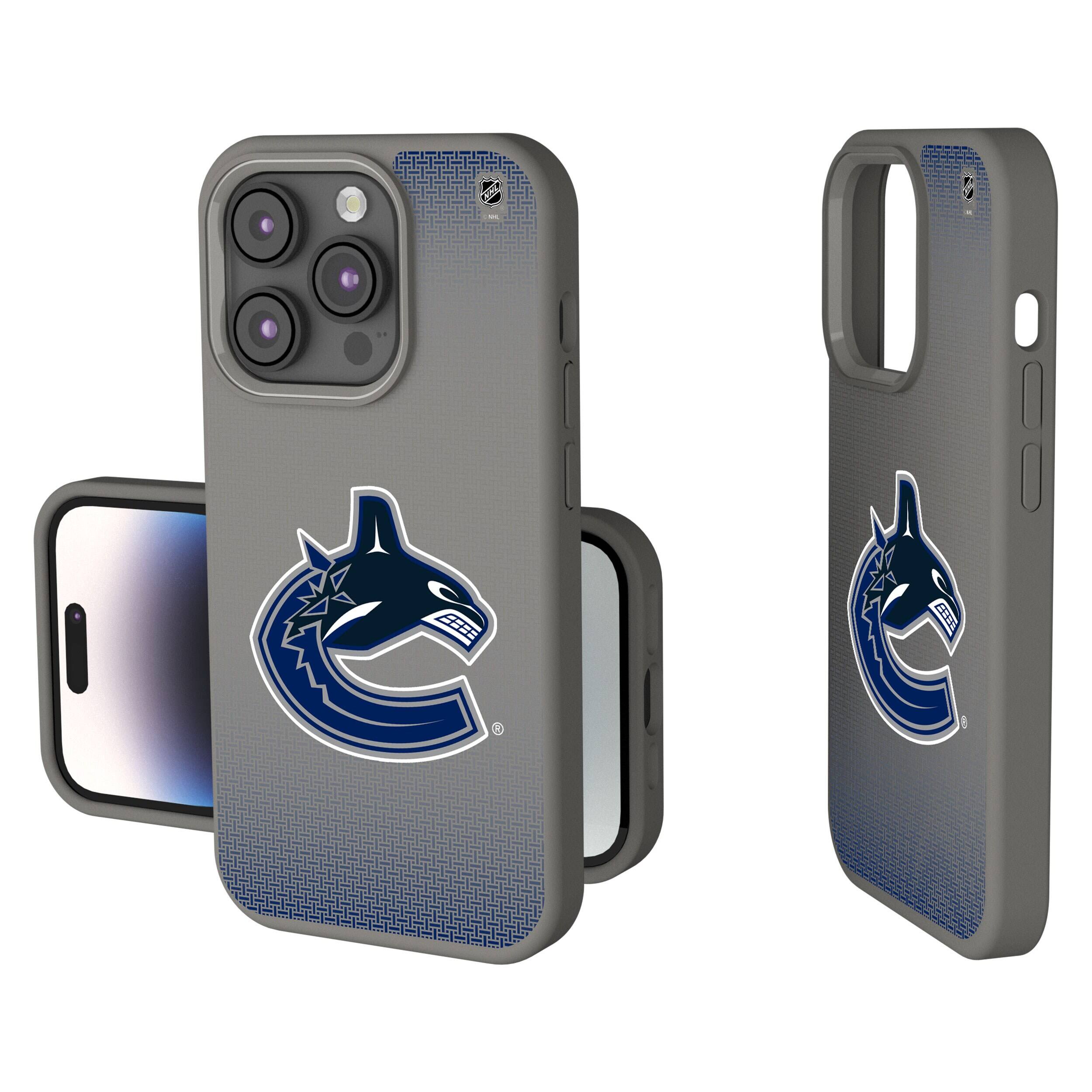 Front. Keyscaper - Vancouver Canucks Linen Logo iPhone Soft Touch Case - 15 Pro - Gray.