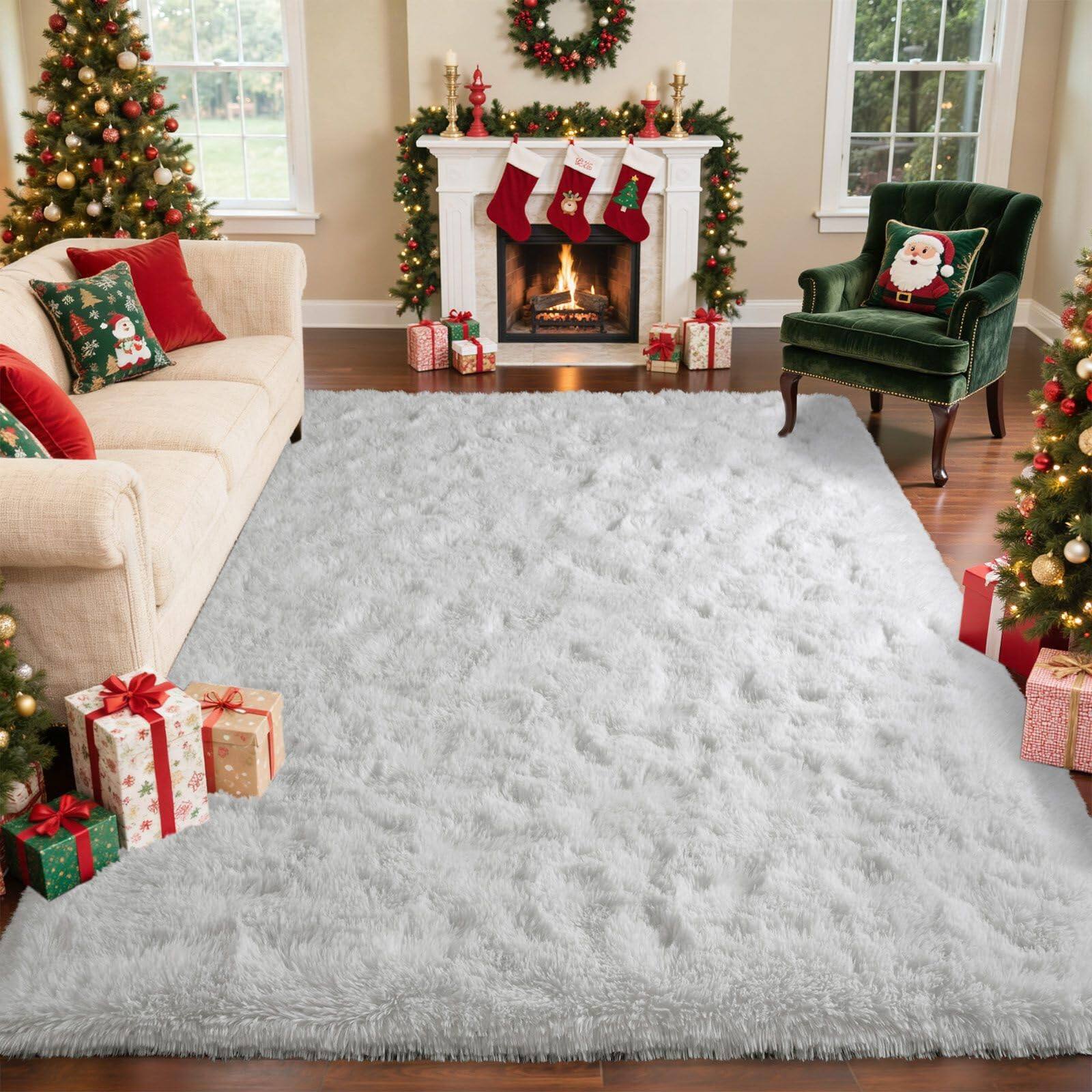 Front. Stylel Star - 6x9 Large Shag Rugs Living Room Decor Tie Dyed Ultra Soft Fluffy Furry Area Bedroom Indoor Floor Aesthetic Carpet Home - F-white.