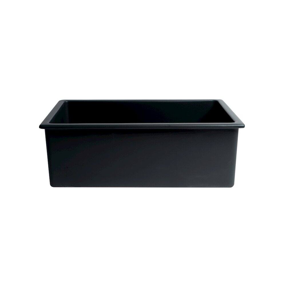 Alt View 4. Alfi - ALFI brand Black Matte 30 x 18 Fireclay Undermount / Drop In Fireclay Kitchen Sink - Black.