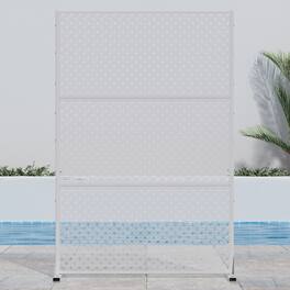 PexFix - 72 in. x 47 in. Jason Pattern Metal Outdoor Privacy Screen & Panels, Freestanding Garden Divider Fence - White