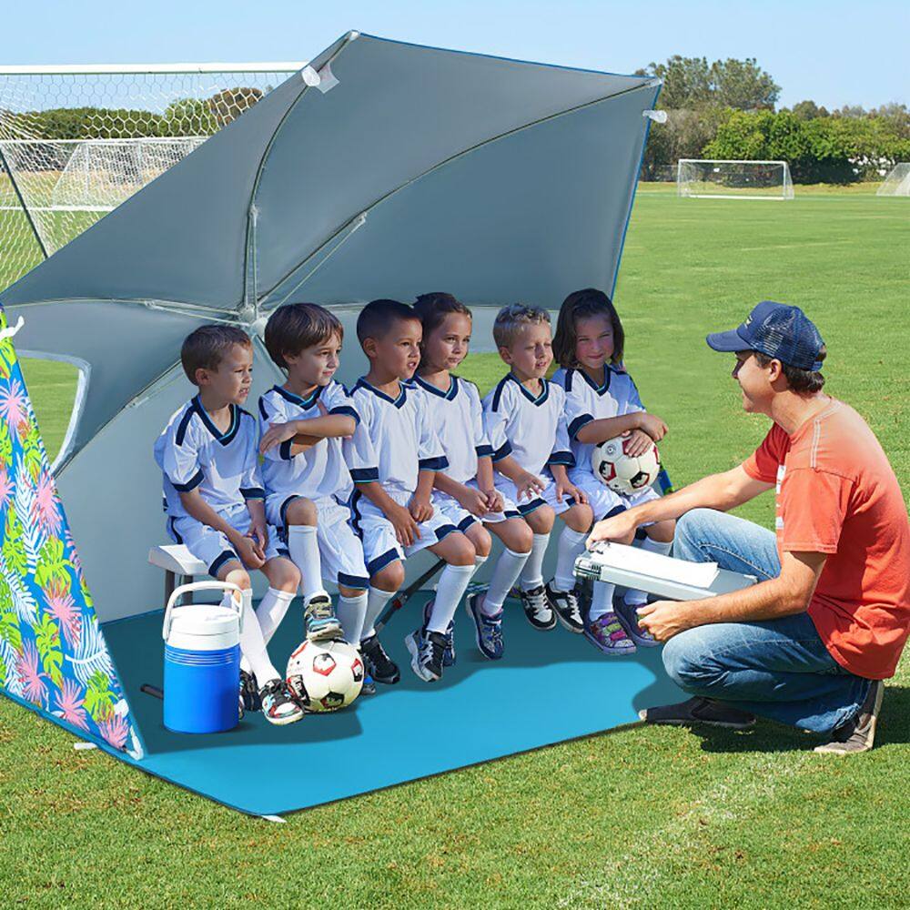 Left. Loheer - Loheer UPF50+ Beach Umbrella Tent, Portable 2-in-1 Sun Shelter with Carrying Bag, Pop-Up UV Protection Canopy - Blue.