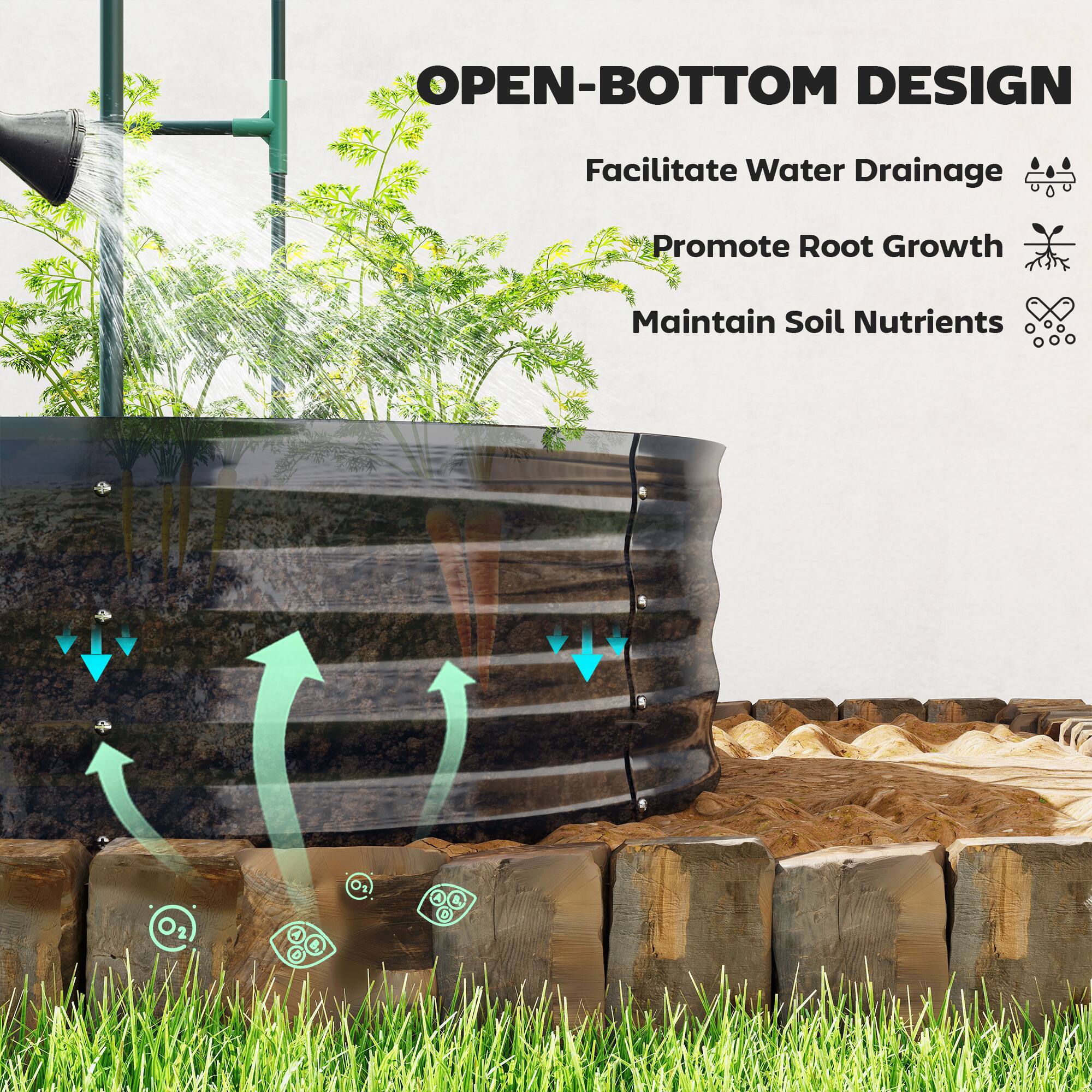 OPEN-BOTTOM DESIGN  
Facilitate Water Drainage  
Promote Root Growth  
Maintain Soil Nutrients