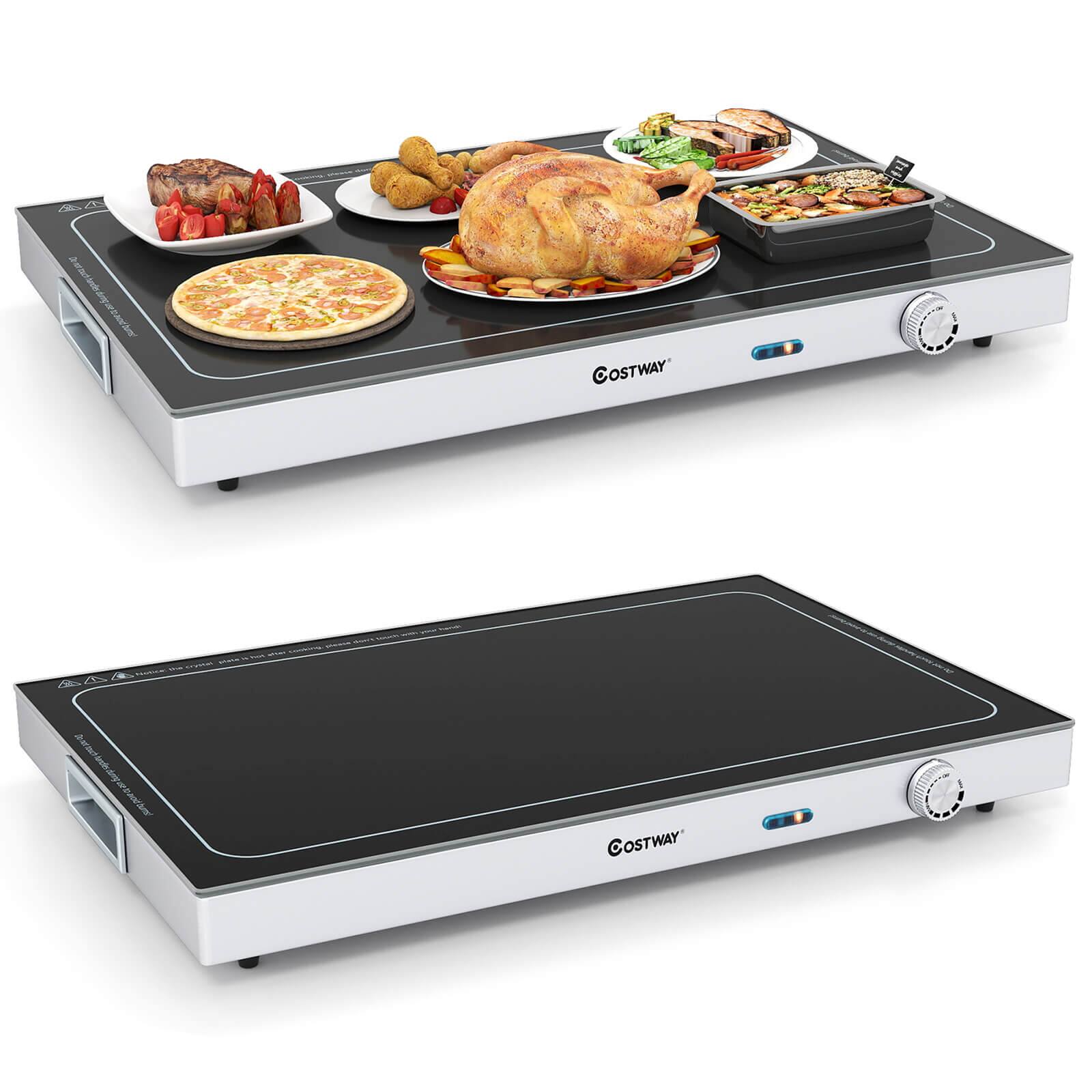 Costway - 2 PCS Electric Warming Tray with Adjustable Temperature Built-In Handles for Buffets - Black