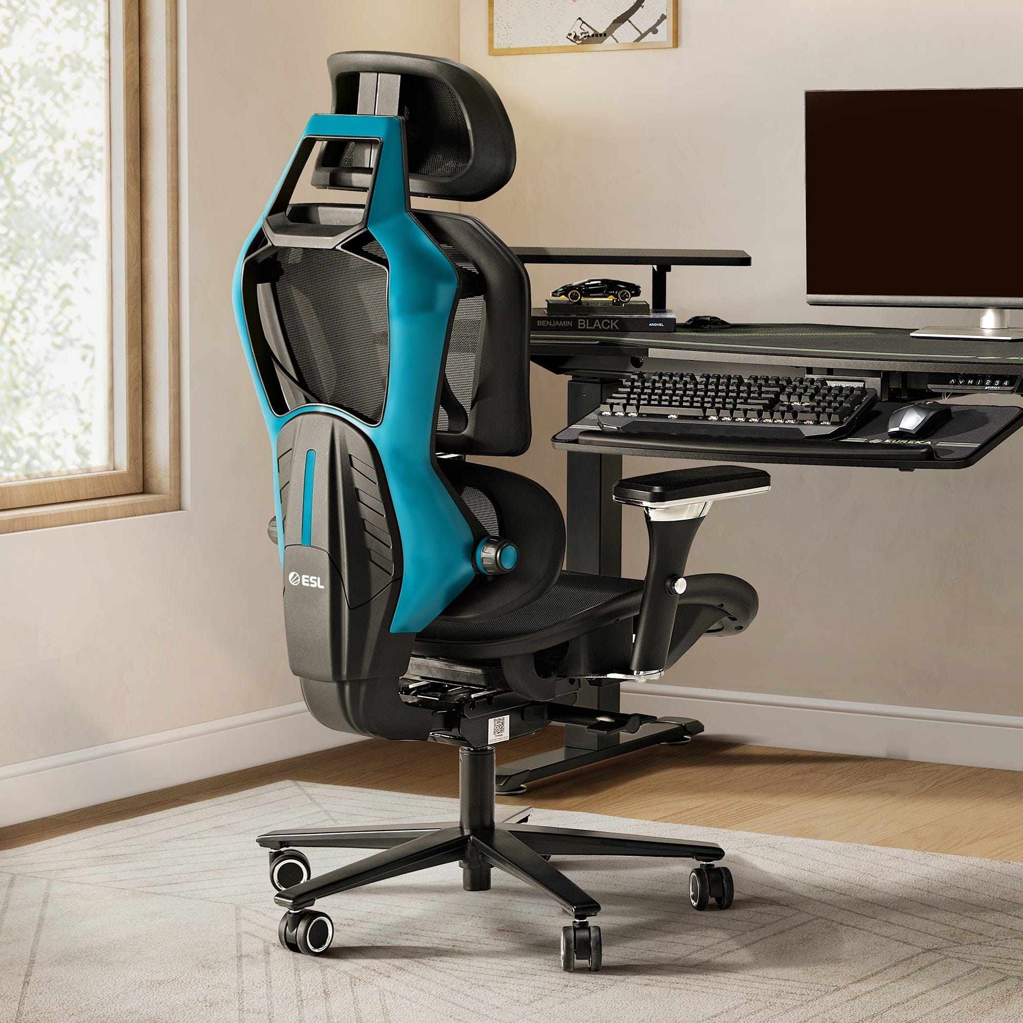 Eureka Ergonomic - Executive Office Chair, Premium PU Leather, Ergonomic Armrests, Height Adjustable Swivel Base - Blue