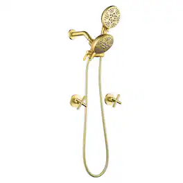 Boyel Living - Shower Set with Dual Handle Control and 7 Function Dual Shower Heads - Brushed Gold