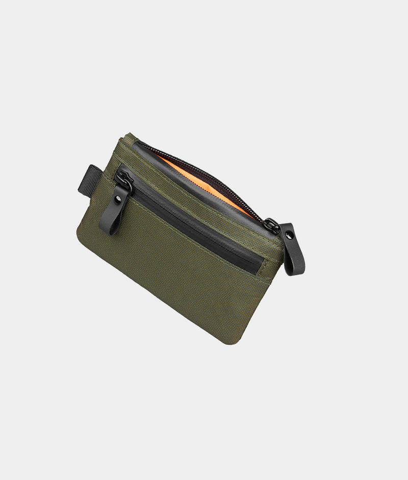 Front. ALPAKA - Zip Pouch RFID Wallet Pouch, Slim Card Holder for Cash/Cards/Coins, YKK AquaGuard Zippers - Green Ultradyne 100D.