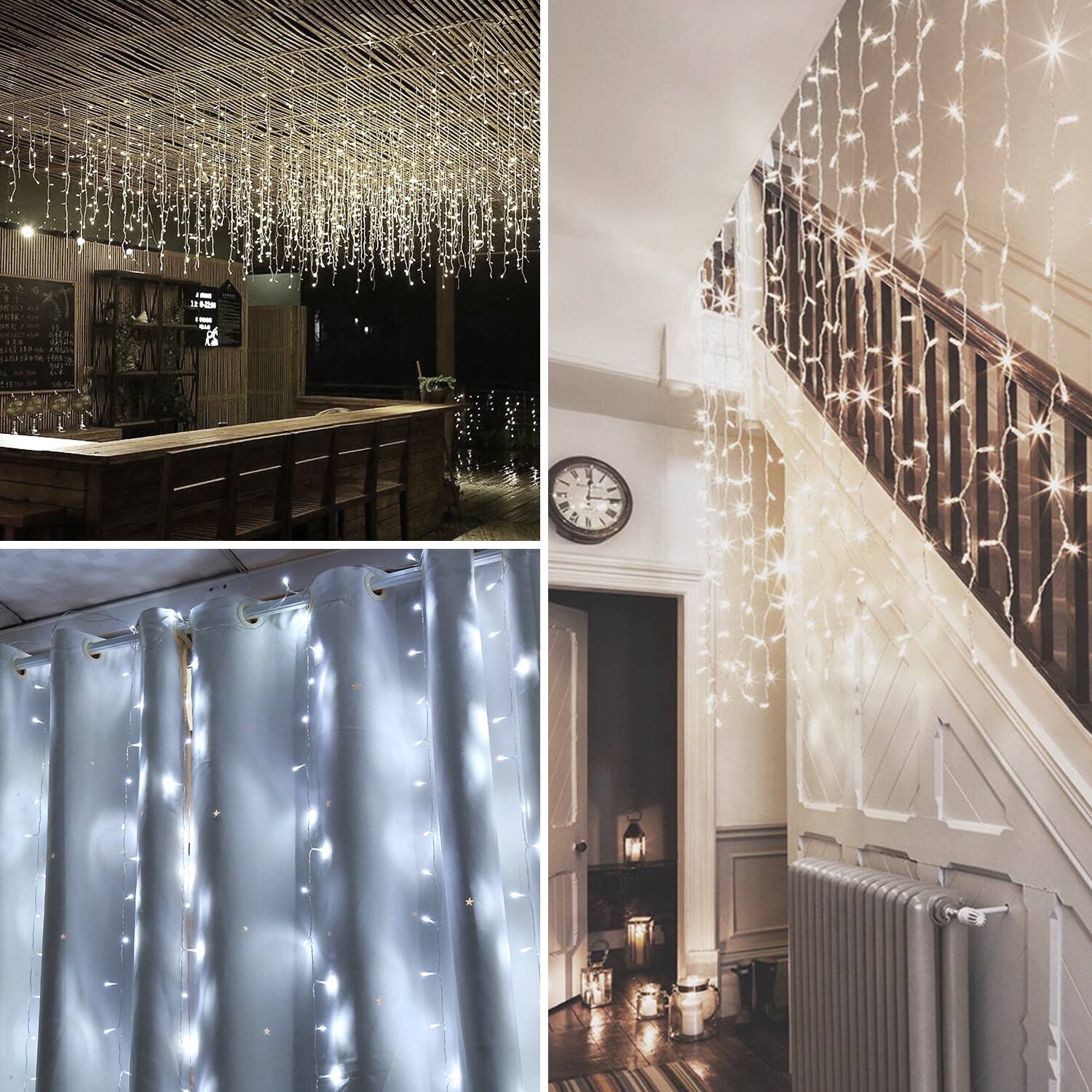 Alt View 5. IMAGE - 19.6*6.6FT 448 LED String Fairy Curtain Lights Cool White - Cool White.