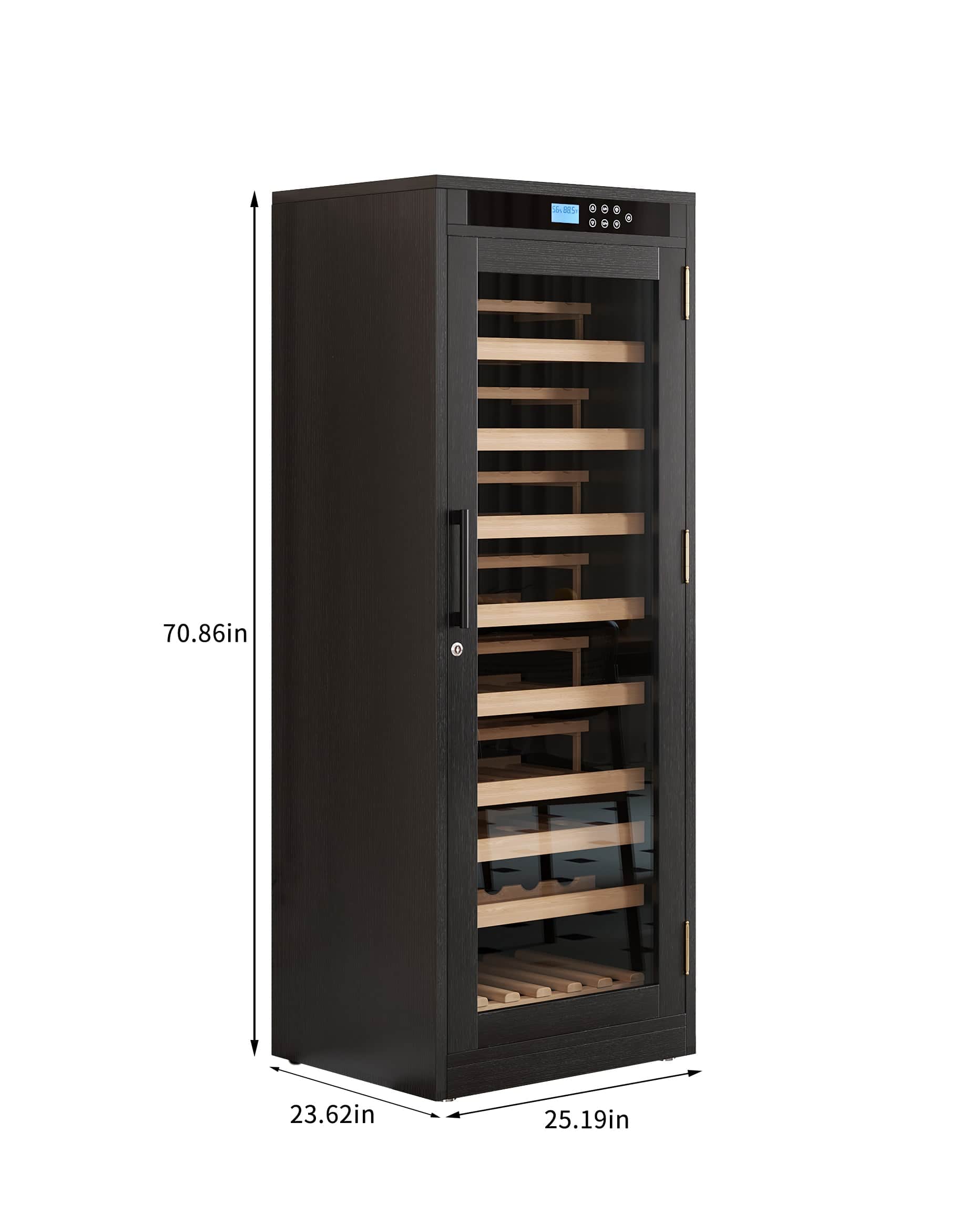 Boyel Living - Intelligent Temperature Controlled Multi Tier Wood Wine Cabinet Double Glass Low Noise - Black