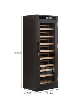 Boyel Living - Intelligent Temperature Controlled Multi Tier Wood Wine Cabinet Double Glass Low Noise - Black