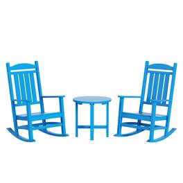 WestinTrends - Malibu 3-Piece set Outdoor / Patio rocking chairs with a side table ( 2 seater ) - Pacific Blue