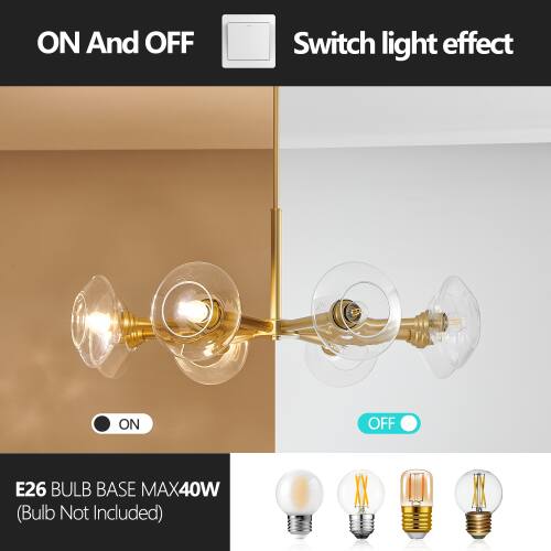 ON And OFF Switch light effect ON OFF E26 BULB BASE MAX40W (Bulb Not Included)