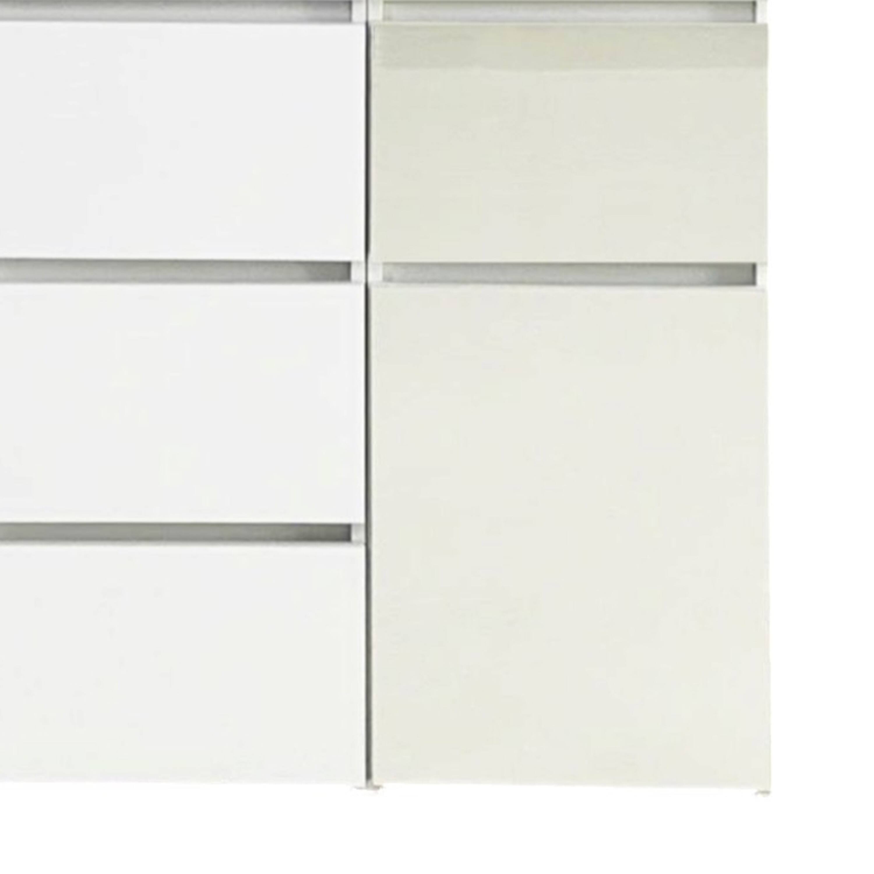 Back. Manhattan Lane - Ely Closet Cabinet Set, Mirrored Front, 7 Drawers, 71 Inch, White Wood - White.
