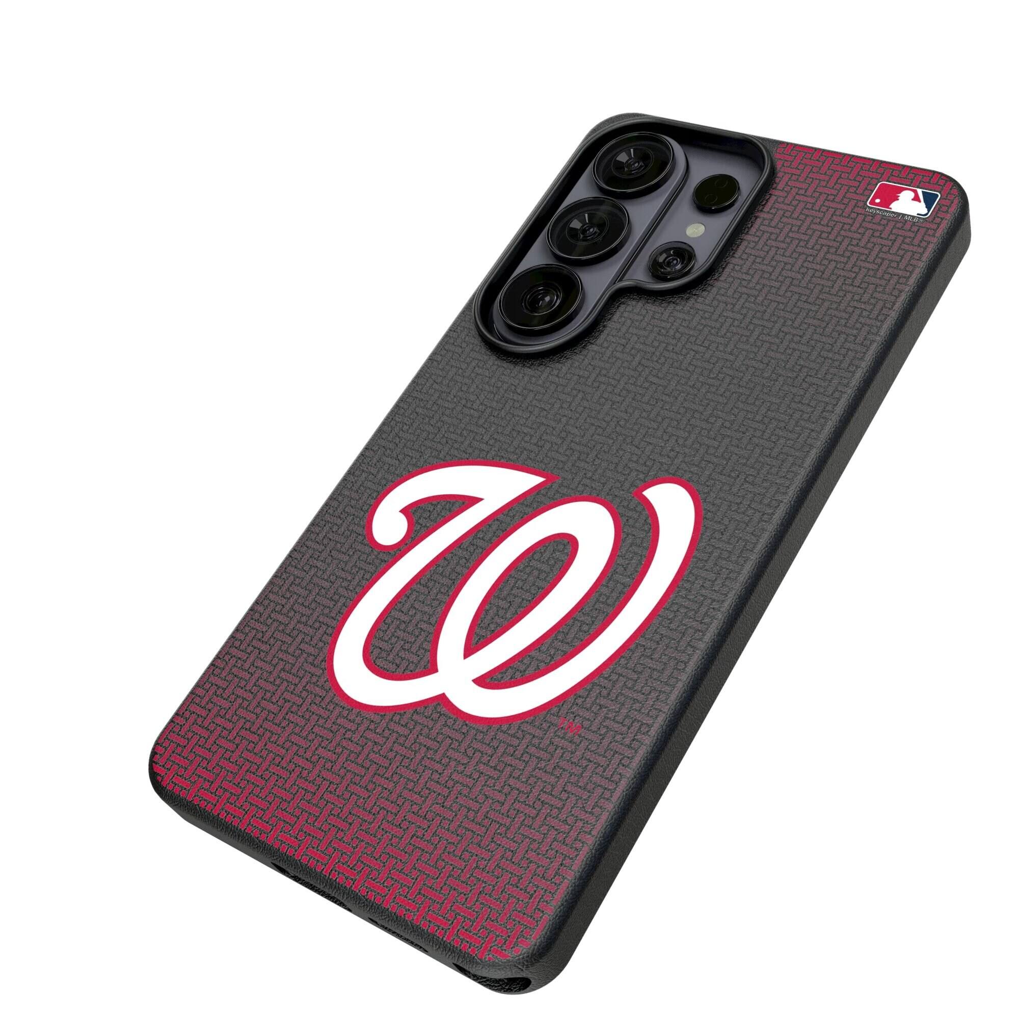Alt View 1. Keyscaper - Washington Nationals Linen Galaxy Magnetic Bump Case - S25 Plus - Black.