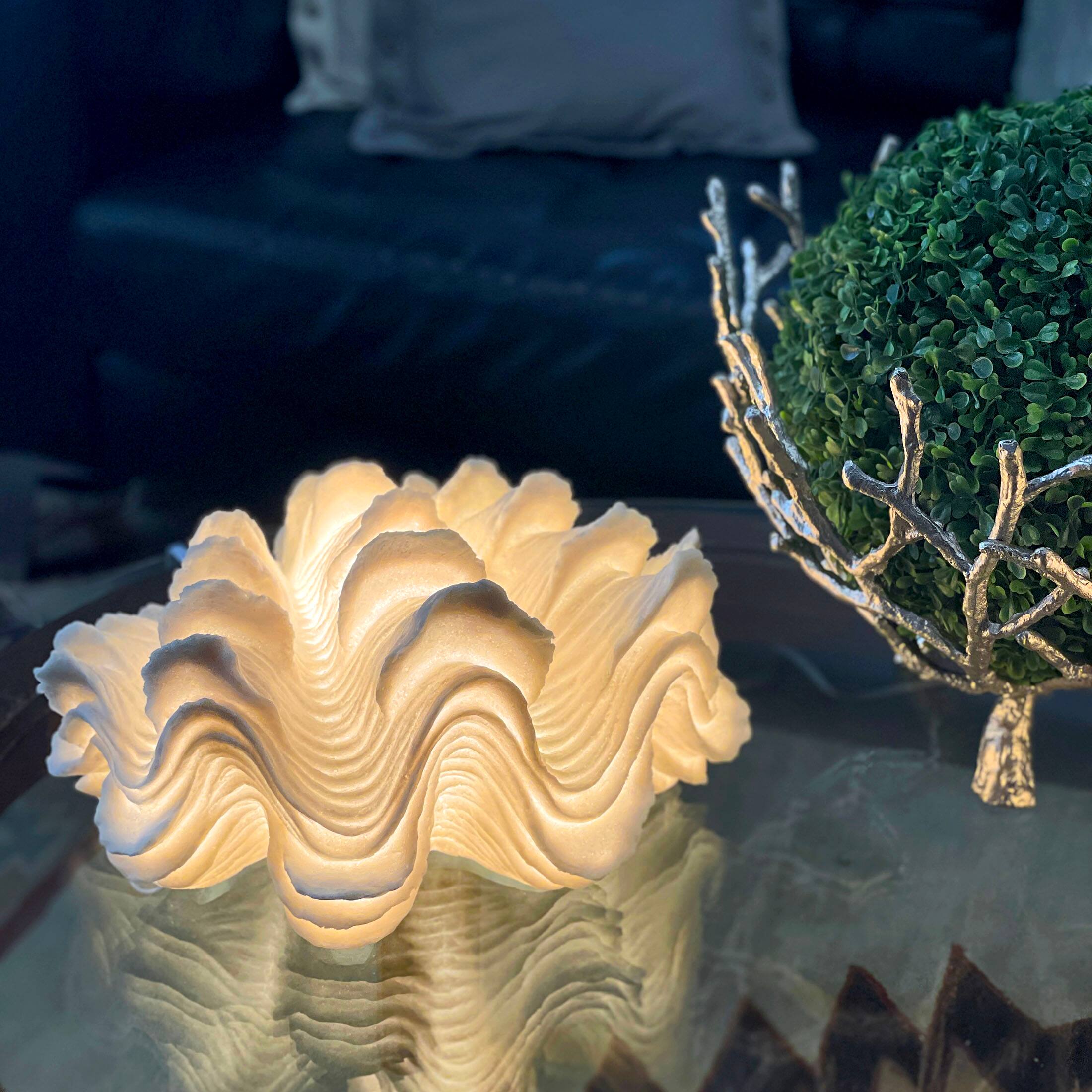 Alt View 3. Contrast Inc. - Squamosa Clam Accent Lamp Resin Shell Table Light 13" White Coastal Décor - White.