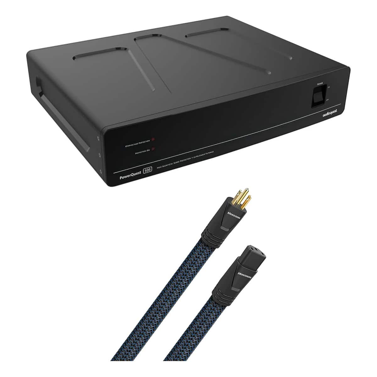 AudioQuest - PowerQuest 505 12-Outlet Surge Protector and Power Conditioner & NRG-Y3 1.0m 3-Pole AC Power Cable - Black