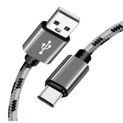 Front. Kitcheniva - Durable USB-A to USB-C Rapid Charging Data Transfer Cable 3Ft Gray Pack Of 1 - Gray.