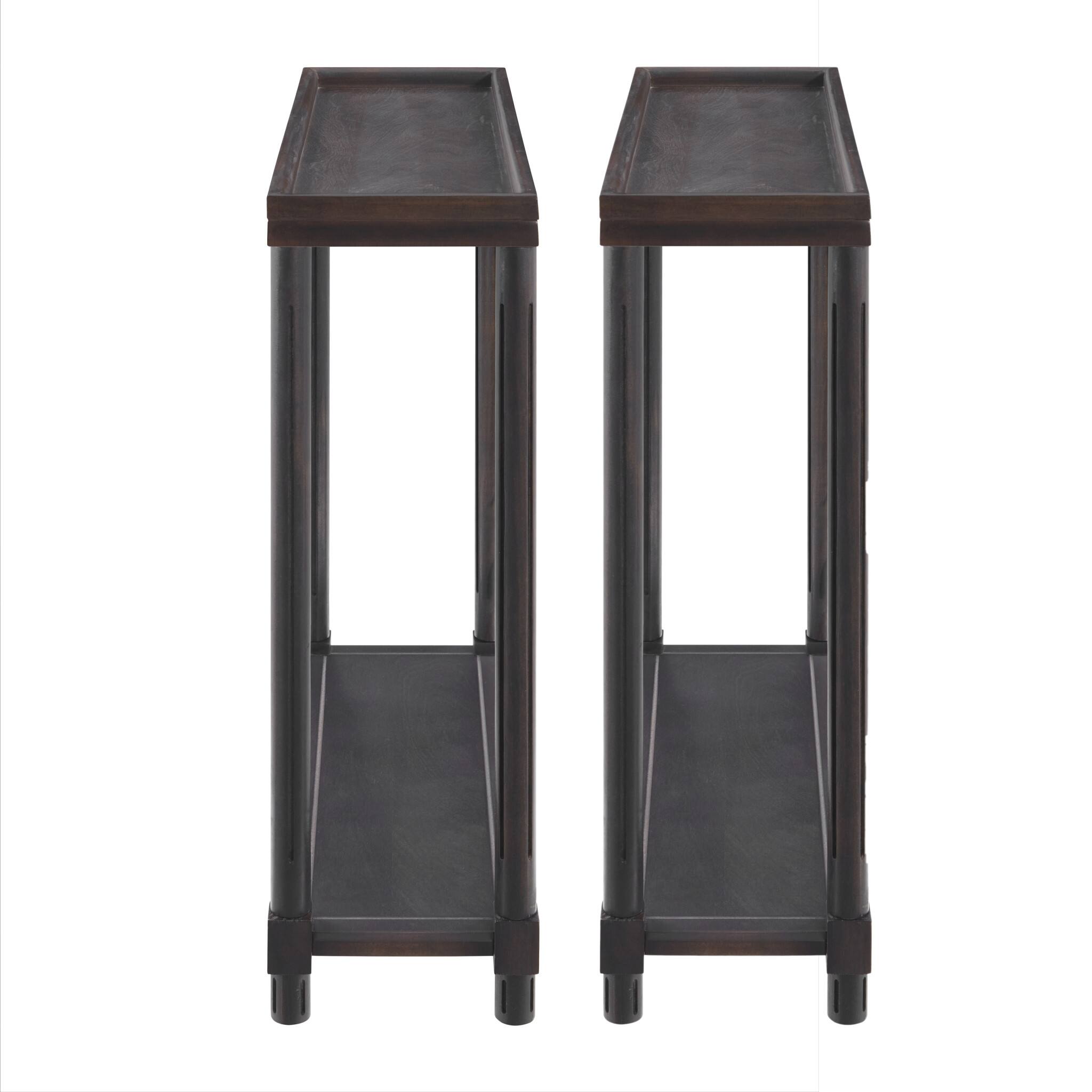 Alt View 1. Hivvago - Hivvago Set of Two 24 Inch Solid Wood End Tables With Shelf - Espresso.