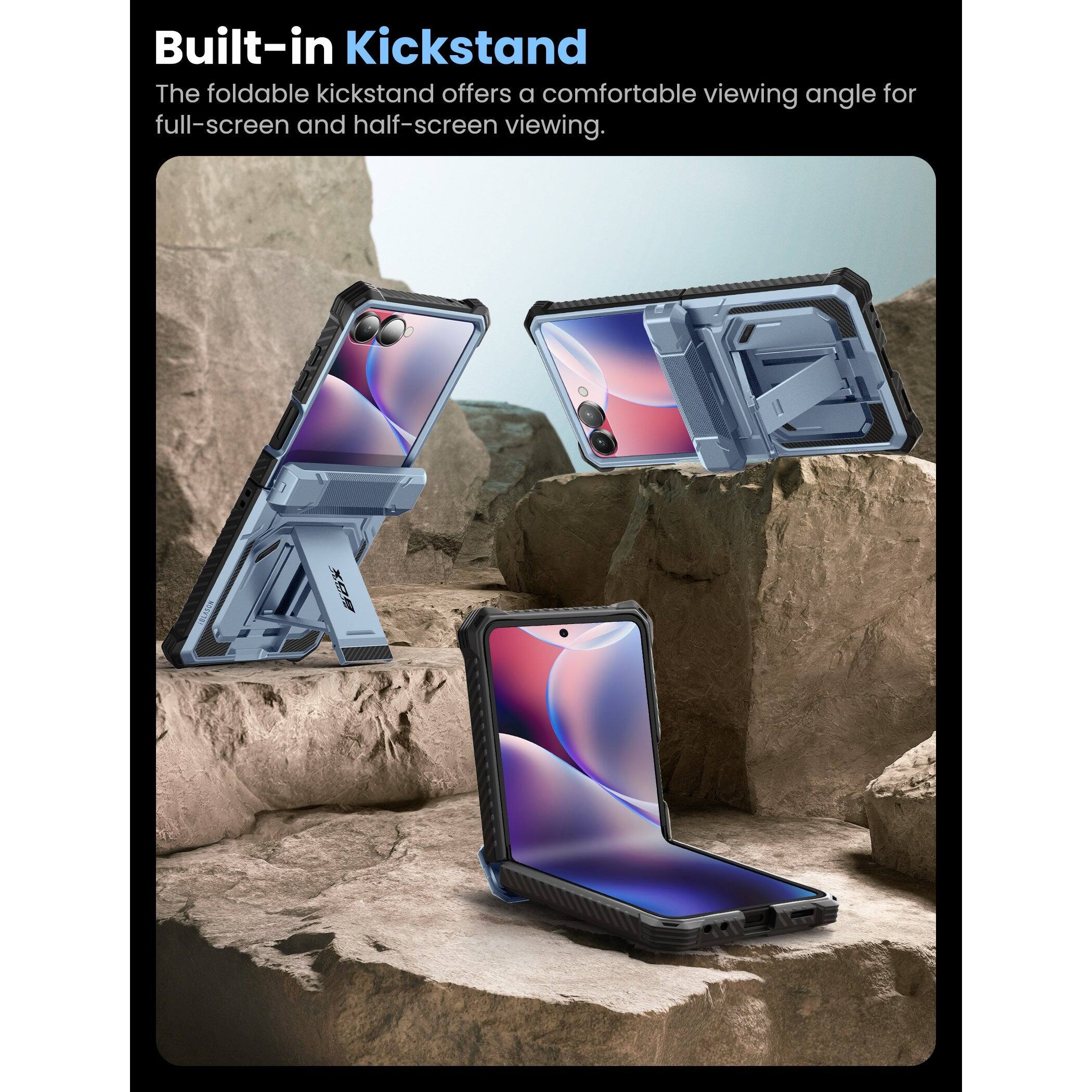 Built-in Kickstand

The foldable kickstand offers a comfortable viewing angle for full-screen and half-screen viewing.