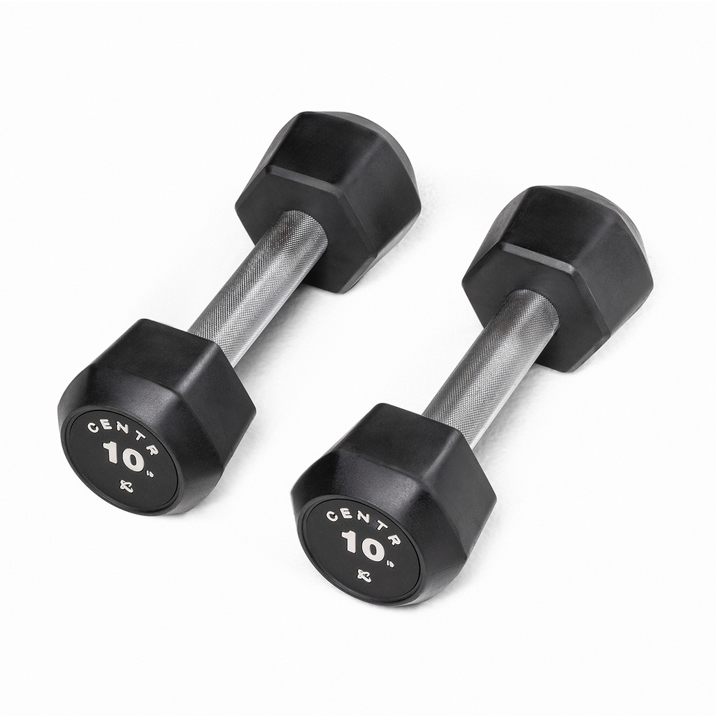 10lb Rubber Dumbbell Centr Star - Black