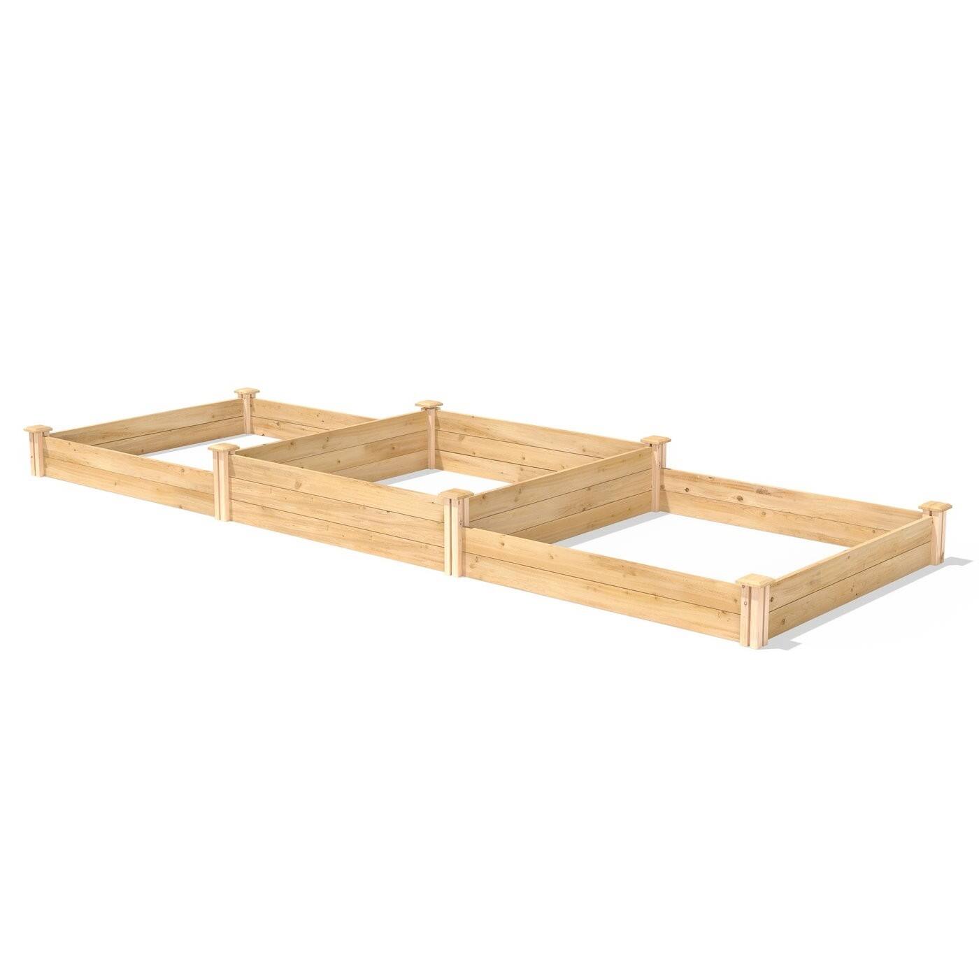 Front. SlickBlue - Farmhouse Style Cedar Wood Raised Planter Bed for Outdoor Gardening - Natural.