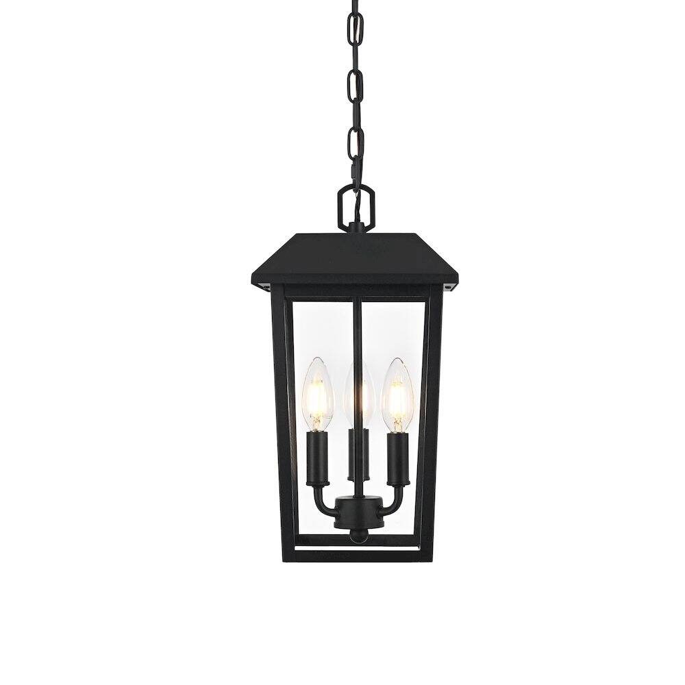 Left. Elegant Lighting - Riggs 8 x 15 inch Outdoor Pendant in Black - Black.