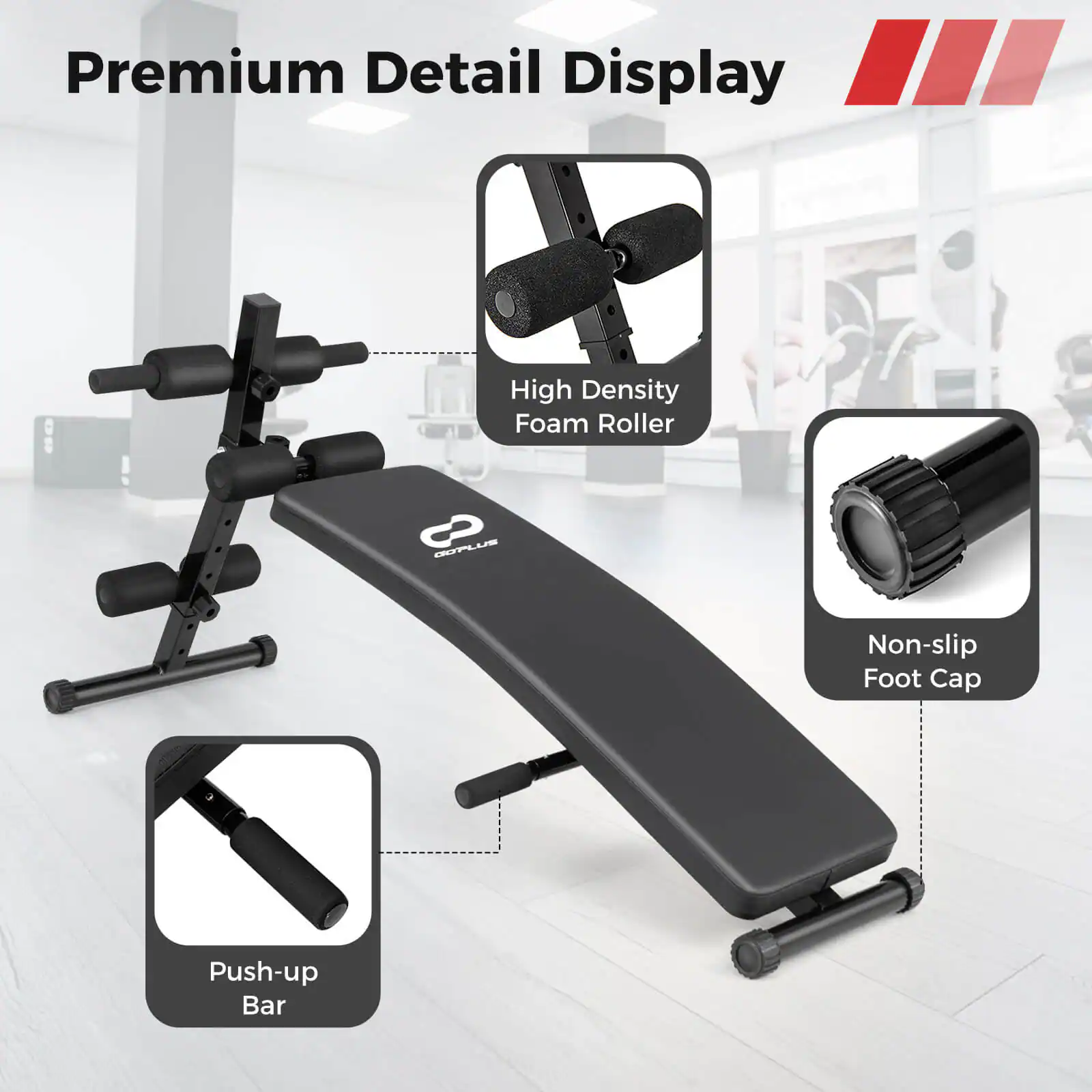 Premium Detail Display High Density Foam Roller 8 OPLUS Non-slip Foot Cap Push-up Bar