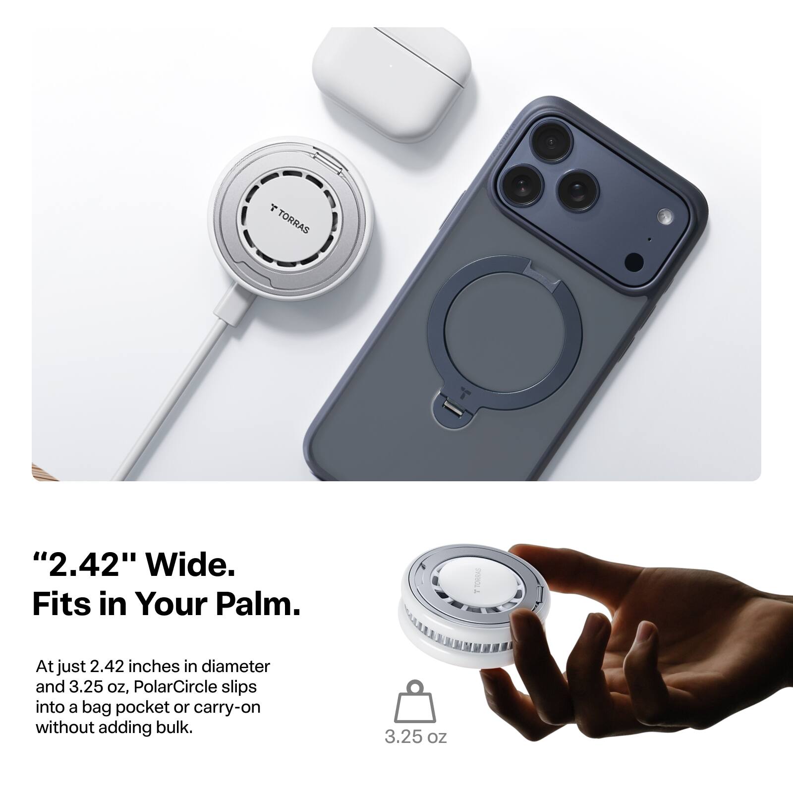 TORRAS PolarCircle Qi2.2 25W Magnetic Wireless Charger with TEC Cooling ...