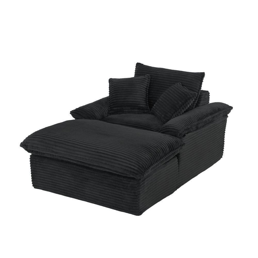 Left. Kadyn - 51.97 inch modern comfortable cushioned compression single seat sofa with unique footrest design, Black - Black.