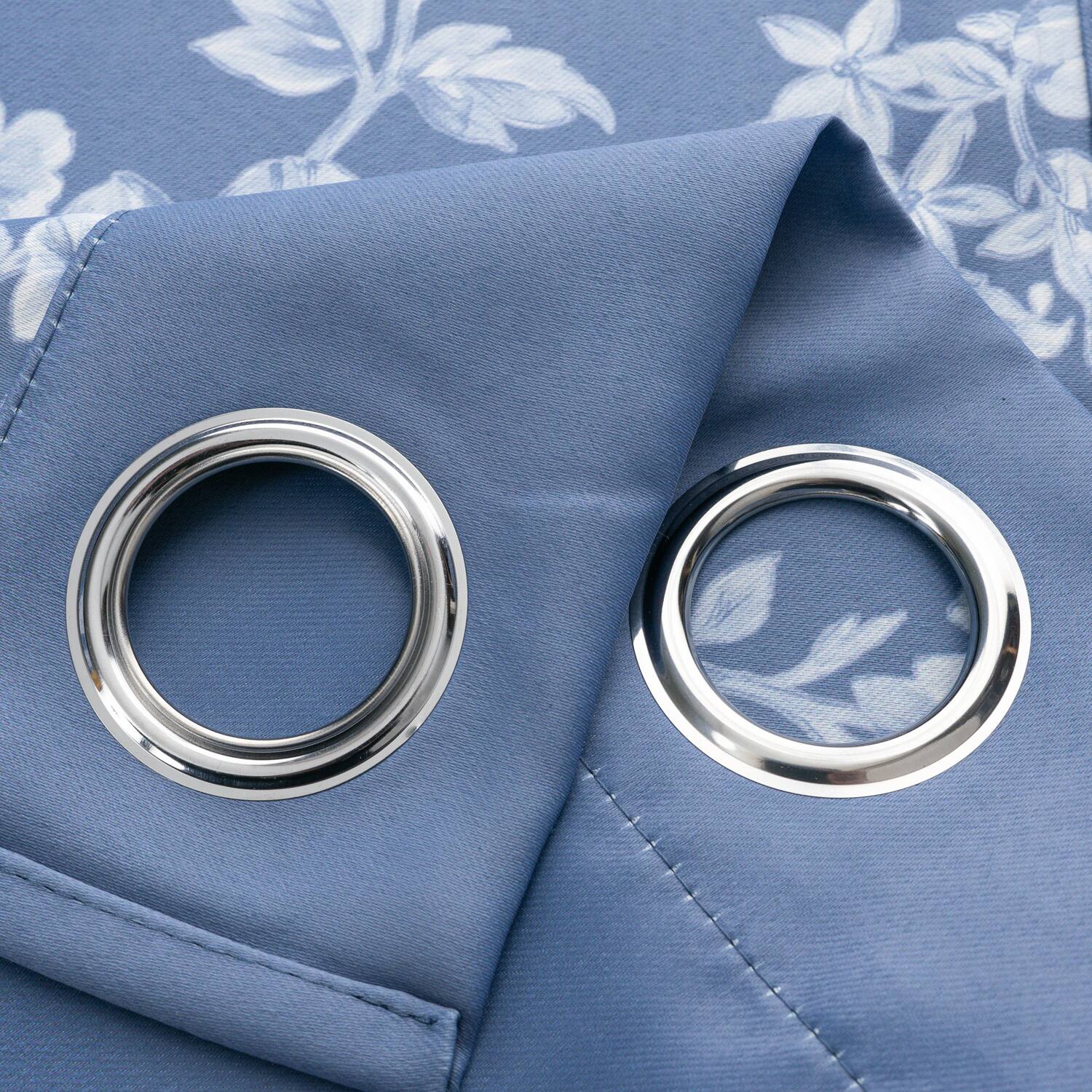 Alt View 1. Olivia Gray - Olivia Gray 100% Polyester 190 GSM Eloise Reversible Blackout Grommet Curtain Panel 54" x 90" Blue - Blue.