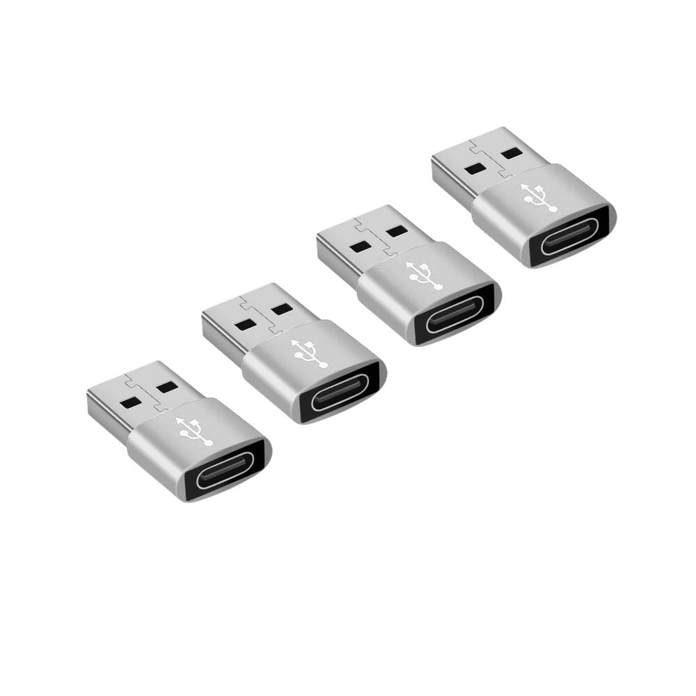 Alt View 1. Qixxronics - USB C Female to USB Male Adapter [4Pack], Type C to USB A Charger Cable Converter for iPhone, iPad, Samsung Galaxy,Pixel - Silver.